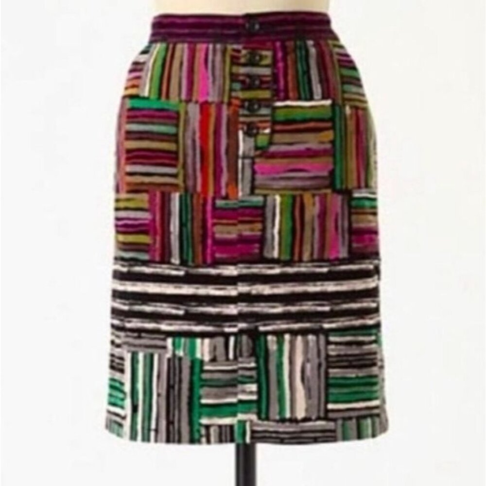 Anthropologie | Odille Velvet Spectrum Map Skirt, size 0